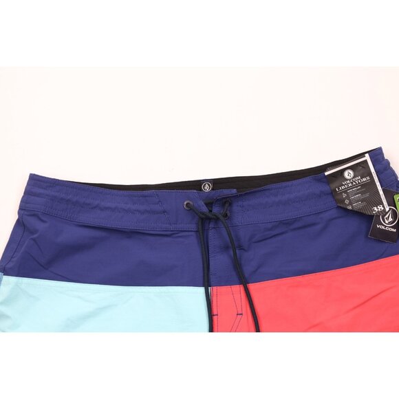 New Volcom Surfing Mens 38 Stretch Color Block Striped Liberators Board Shorts - Picture 2 of 14